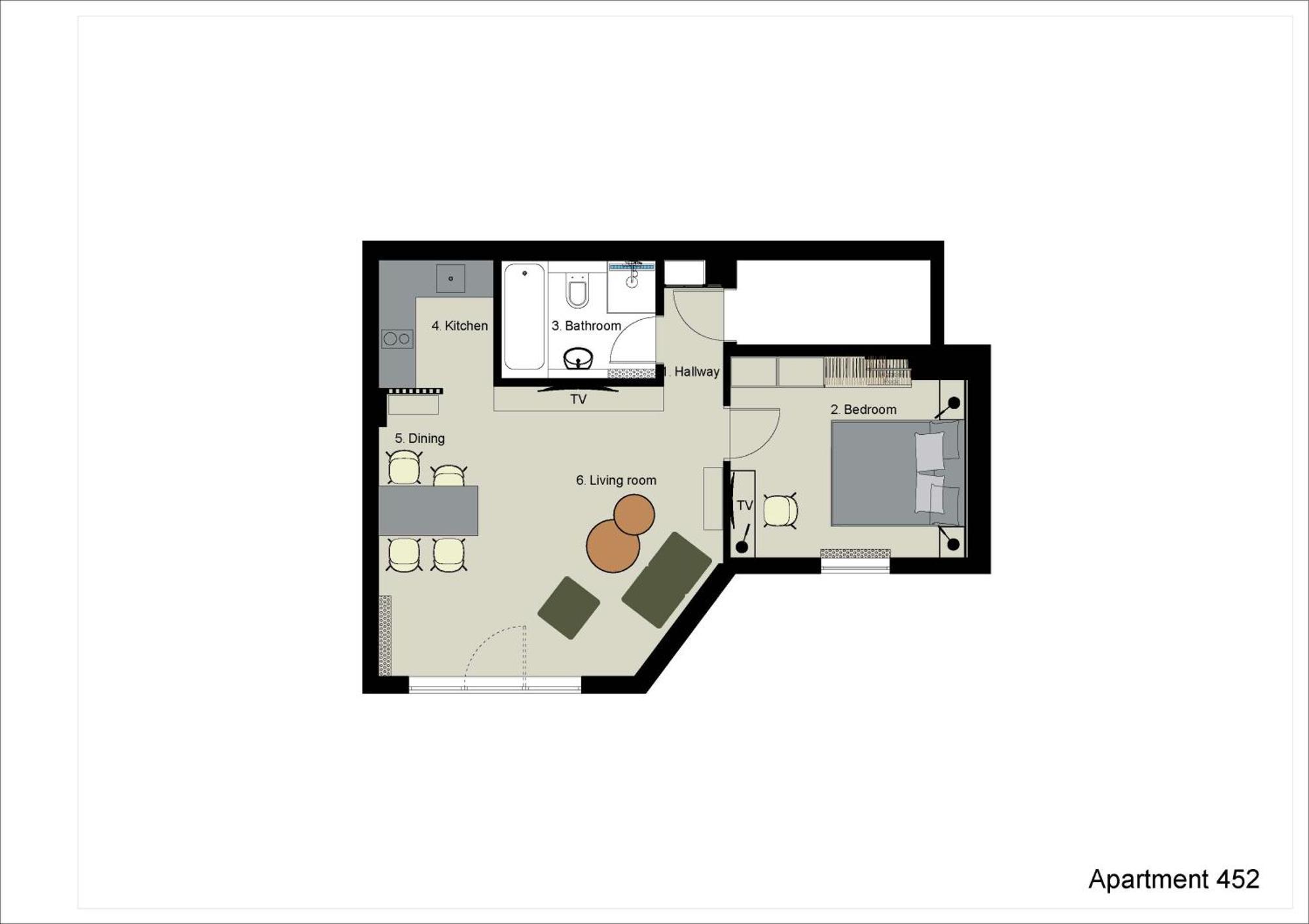 STUDIO-APP452 mit extra Schlafzimmer & Terrasse