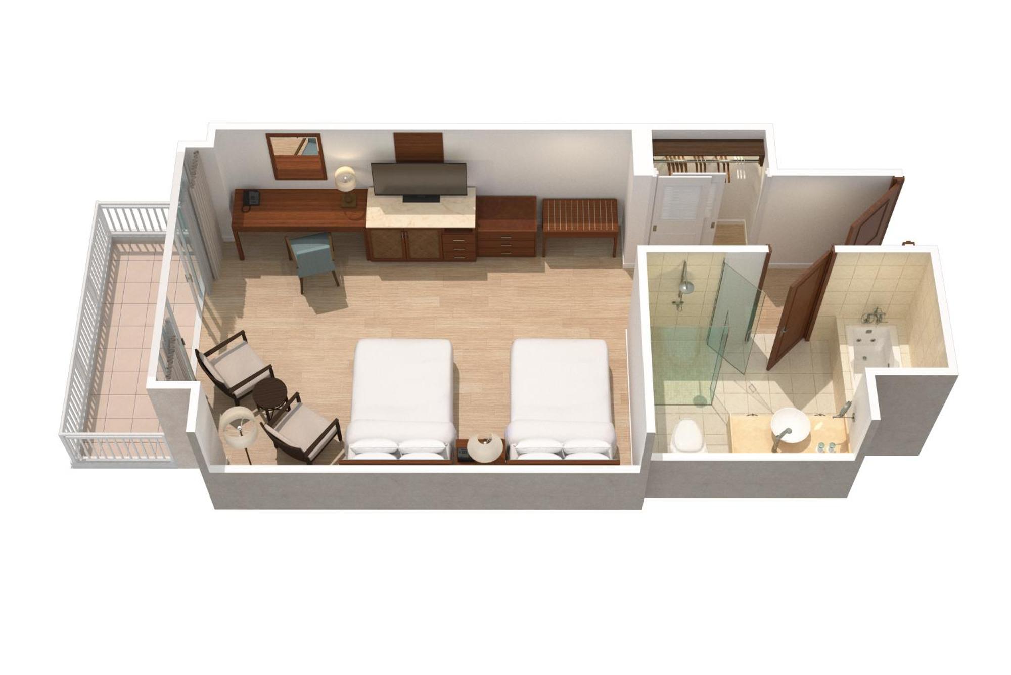 Deluxe Room with Partial Ocean View and 2 Queen Beds