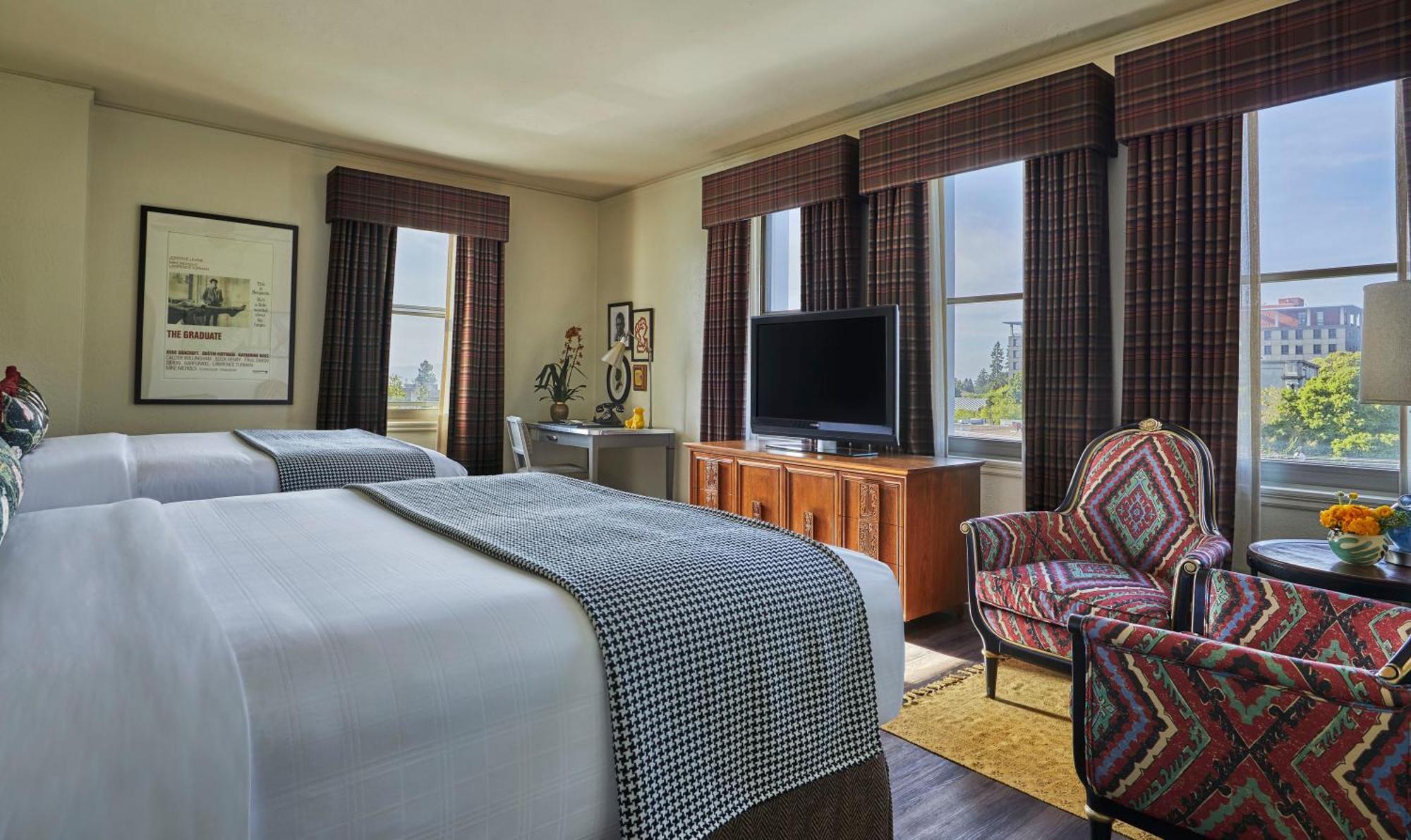 Graduate Double Room with Two Double Beds and Tower View
