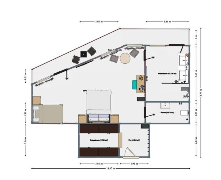 Dreibettzimmer mit Balkon