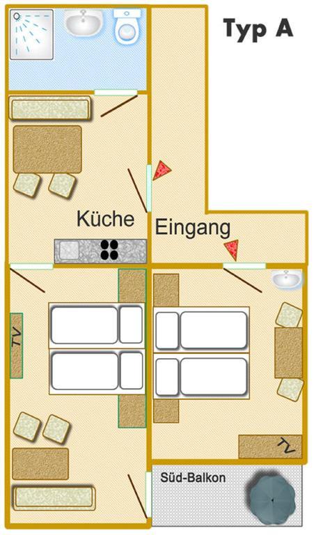 Apartment mit 2 Schlafzimmern