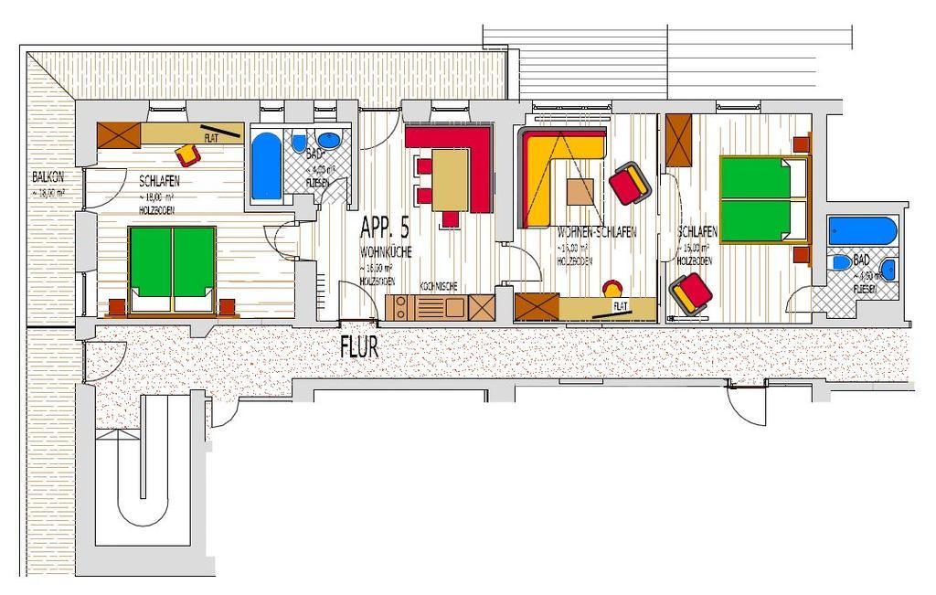 Apartment mit 2 Schlafzimmern und Balkon 5