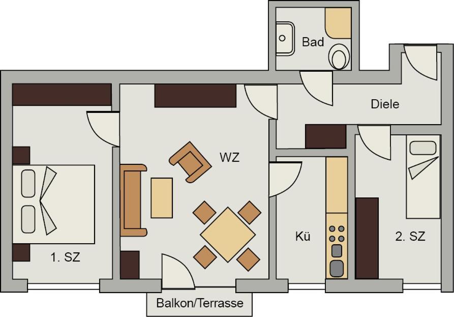 Apartment mit 3 Zimmern und Hafenblick